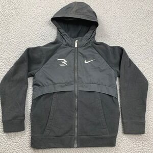 Nike 3 Brand Hoodie Boys‎ Medium Black Full Zip Fleece Russell Wilson DA1602-010